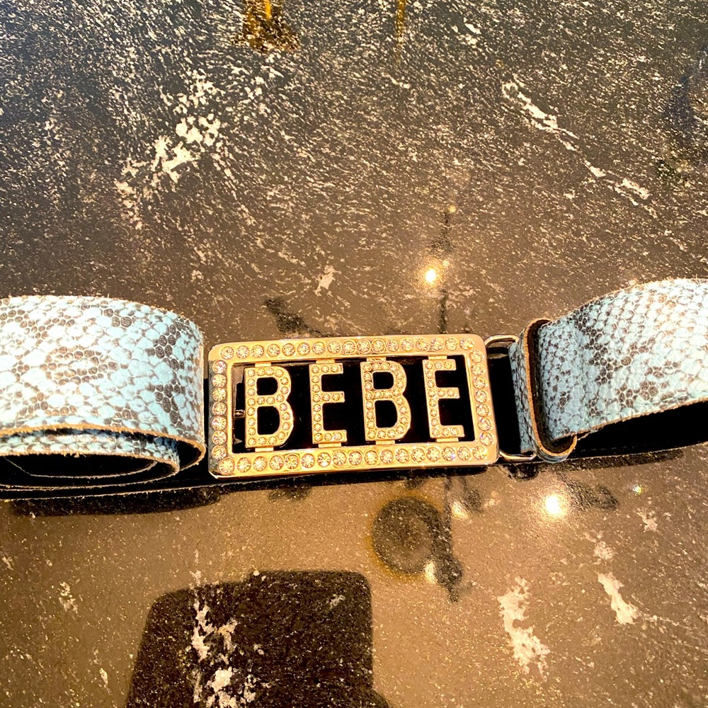 Rhinestone Bebe leather belt & buckle